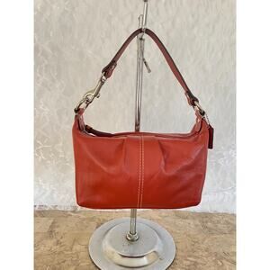 Vtg COACH red brick leather pleated Y2K Demi mini bag